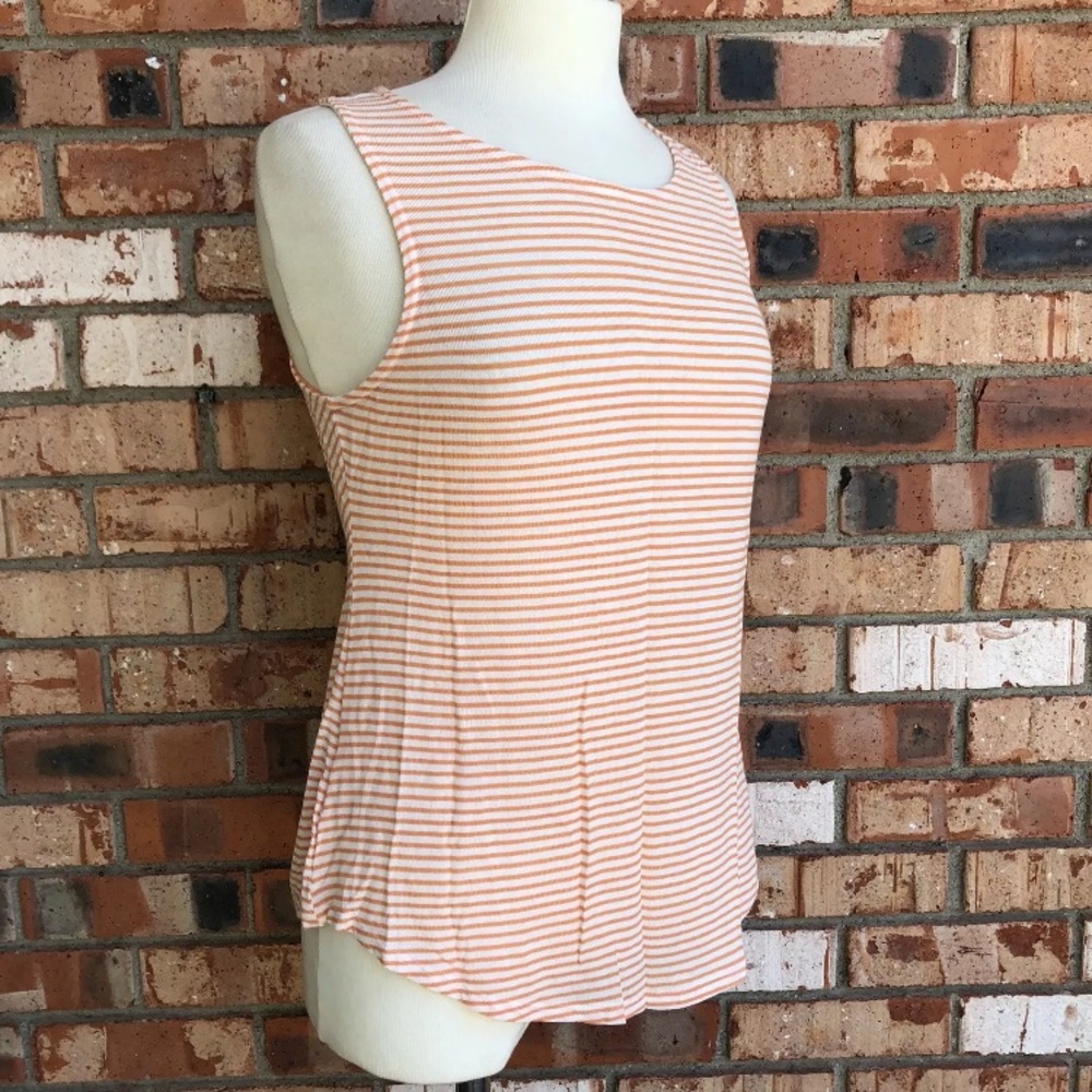 Kit & Sky Size L Striped Tank Top Open Cowl Back